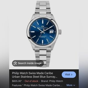 🔥 Philip Watch Blue Face Watch Stainless Silver